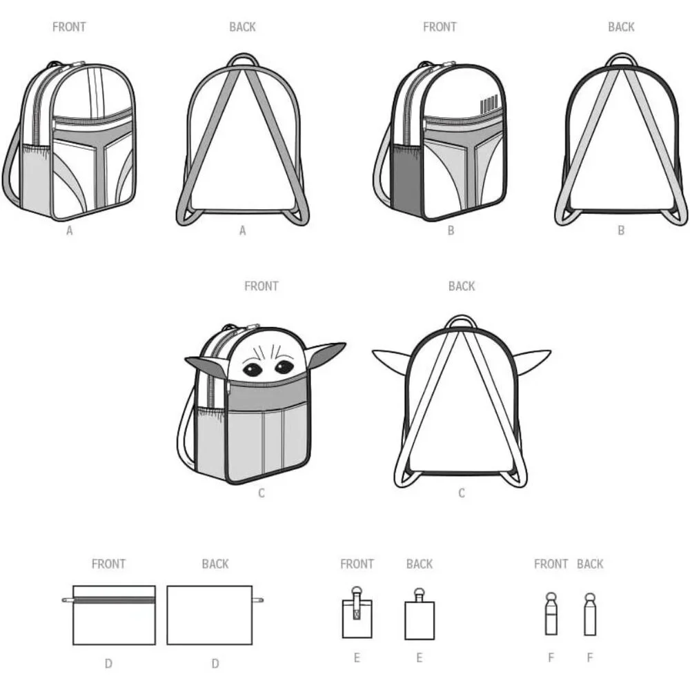 Simplicity Sewing Pattern 9619 11657 Disney‎ Star Wars Backpacks and Accessories